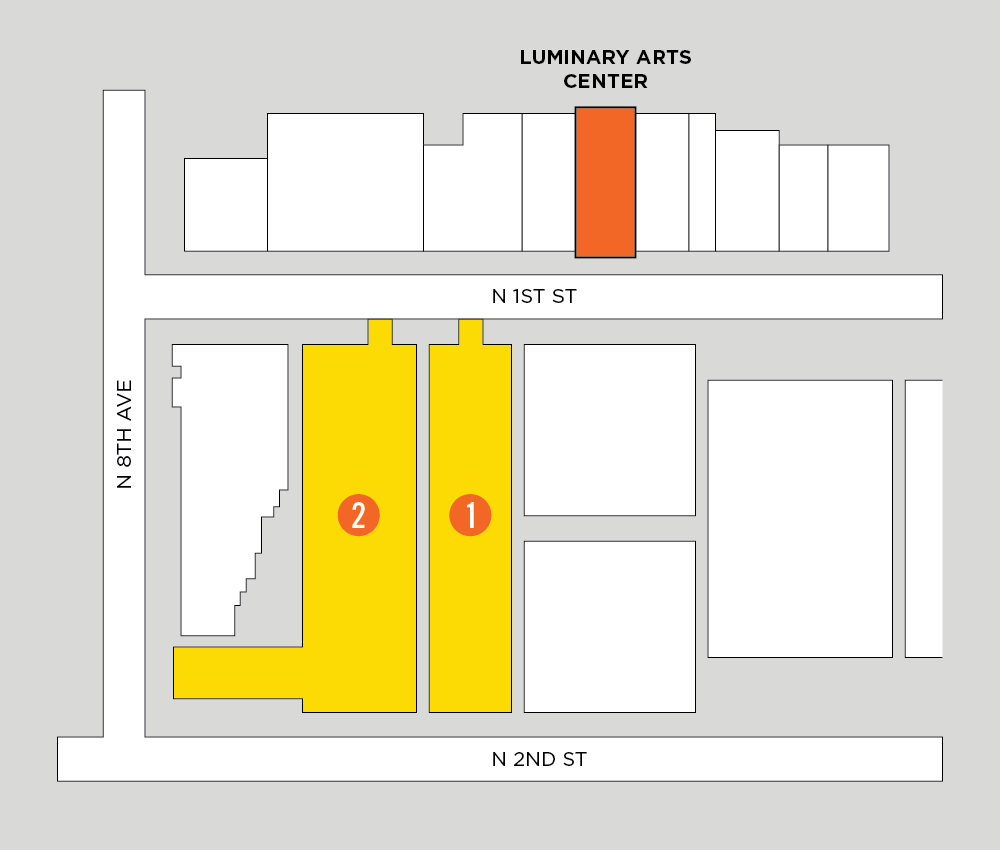 Parking lot map for Luminary Arts Center